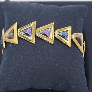 Signed Butler FAC Goldtone with Abalone Shell Link Bracelet